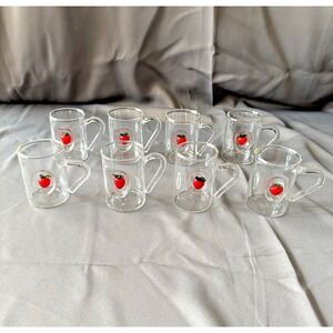 8 Rare Vintage 70s 3D APPLE Shot Juice Glasses 3" Handle BOR‎ EJ MASKINDISKAS